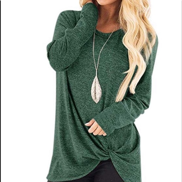 cute t shirt woman knot side front top loose fit - Picture 6 of 8